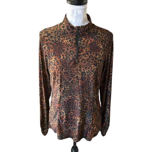 Tzu Tzu Tops - TZU TZU Womens Long Sleeve Cheetah Print Golf Athletic Top Lightweight Large